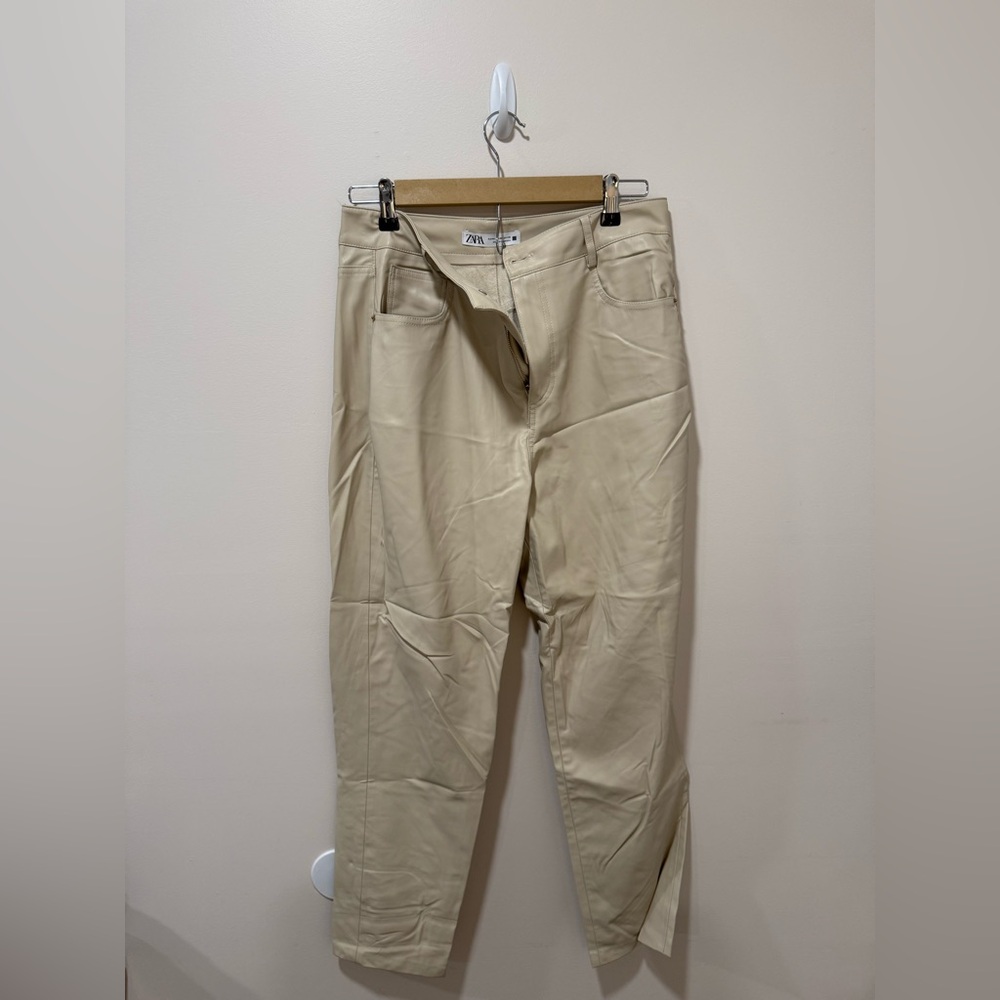 Zara Cream Leather Pants
